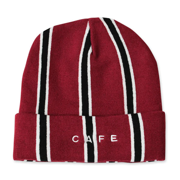 Skateboard Cafe Vertical Stripe Beanie (Burgundy/Black/White)