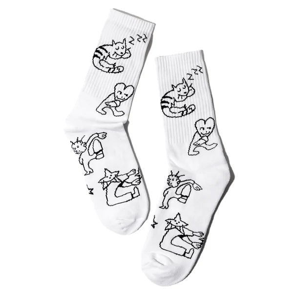 Skateboard Cafe Buddy Socks White