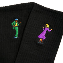 Skateboard Cafe Swing Embroidered Socks Black