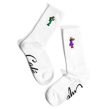 Skateboard Cafe Swing Embroidered Socks White