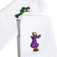 Skateboard Cafe Swing Embroidered Socks White