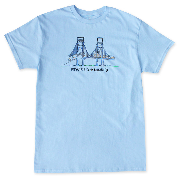 Fifty Fifty X Krooked T-Shirt Baby Blue