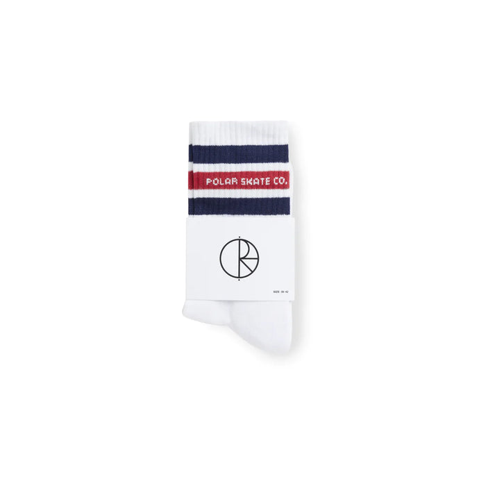 Polar Skate Co. Fat Stripe Socks White/Navy